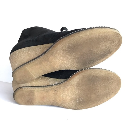 J. Crew black suede leather wedge heel laced chukka booties - Picture 5 of 7